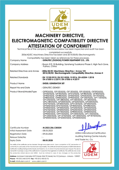 GENLITEC POWER CE certificate and conformity documentation