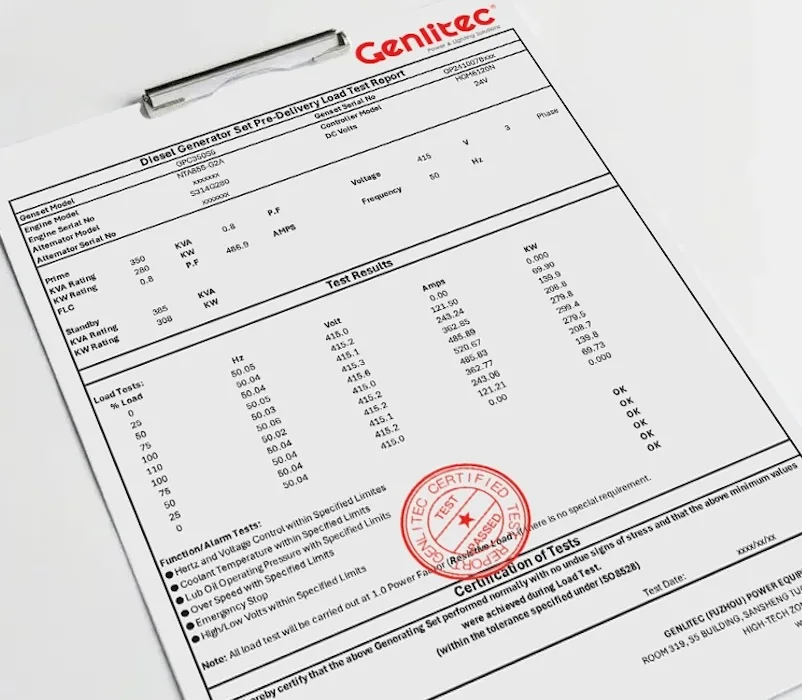 GENLITEC POWER international standards for diesel generator manufacturing