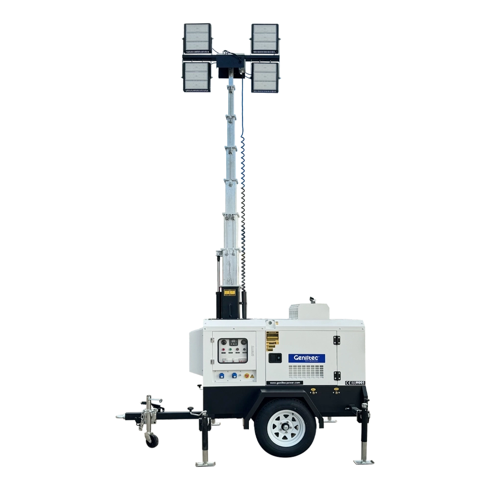 8m Hydraulic 4 x 400W LED Light Tower with Quanchai QC380D Engine - Image 3