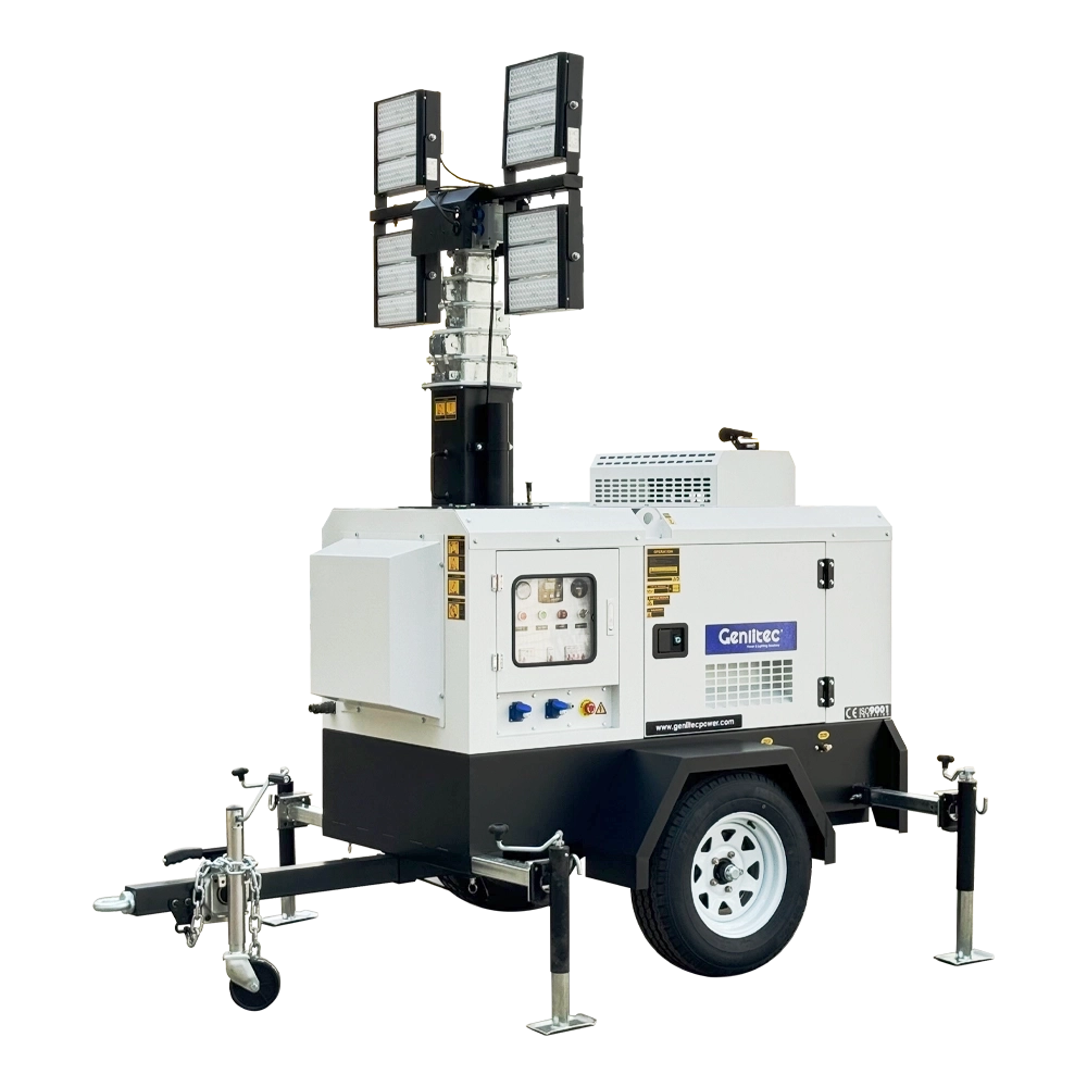 8m Hydraulic 4 x 400W LED Light Tower with Quanchai QC380D Engine - Image 4
